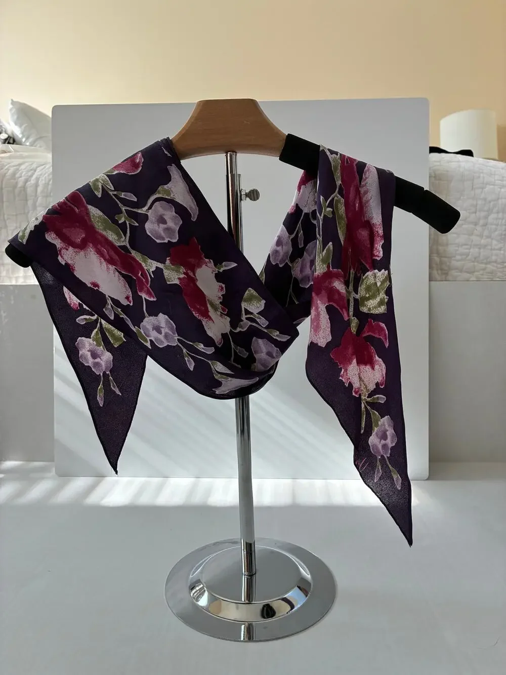 Vera Neumann Scarf Vintage Purple Abstract Pink Floral Wearable Art 68